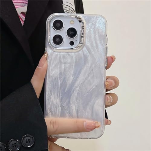 Coque iPhone 15 Plus antichoc paillettes argent texture plume LVTFCO