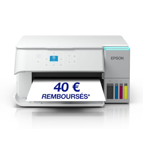 Solution d’impression A4 blanche EcoTank ET-2956 équipée d’une connexion Wi-Fi et de réservoirs d’encre AirPrint avec numérisation, copie et impression recto verso et jusqu’à 3 ans d’encre inclus