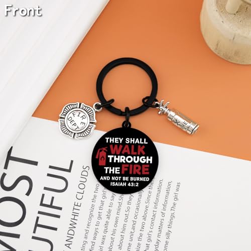 Image of Firefighter Gifts for Men Firefighter Accessories Prayer Keychain Gift for Firefighters Unique Christmas Birthday Father's Day Gifts for Firefighters Cool Stuff Fire Fighter Graduation Gift