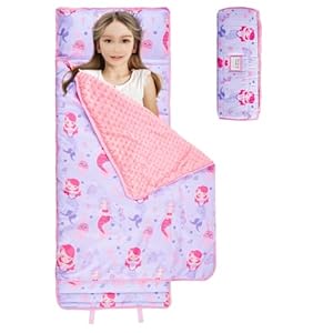 Toddler Nap Mat with Pillow and Blanket, Extra Large Rolled Napping Mats,Slumber Bags for Boys Girls,Kids Sleeping Bag for Daycare, Preschool Travel Camping