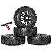 RC Station 1/8 Scale RC Buggy Tires 17mm Hex RC Wheels and Tires PreGlued 17mm Hex 1/8 RC Buggy Tires and Wheels with Foam Inserts, for Arrma Typhon 6S 3S Talion 6S, Team Losi 8IGHT, HPI 4PCS