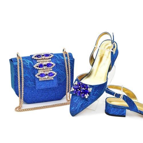Women's Party Shoes and Bags Wedding Bag and Shoe Set Decorated with Low Heel Pumps Gold2