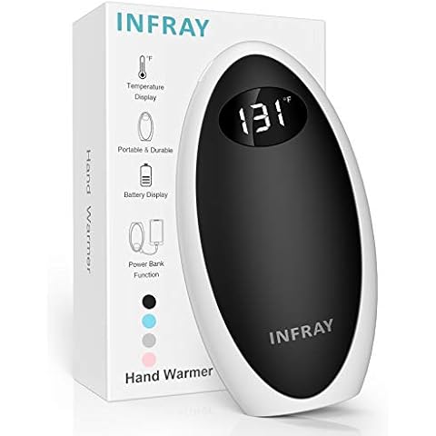infray Hand Warmers Rechargeable, USB-C 5200mAh Reusable Pocket Warmer/Power Bank, Electric Portable Hand Warmer Double-Sided Heating Hand Heater, Ideal Winter Gift for Women Men (Classic Black) Cover