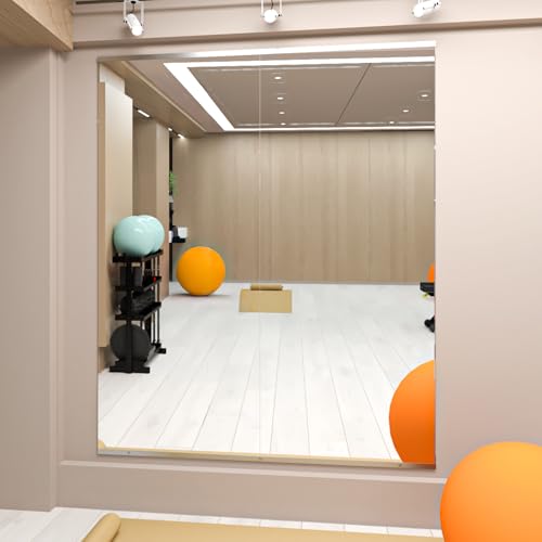 NEUWEABY Espejo de gimnasio en casa, 57 x 24 pulgadas, 2 espejos grandes de yoga, espejos de longitud completa sin marco para fitness, vidrio templado, montado en la pared para estudio de baile