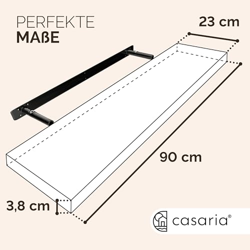 Casaria® 2X Wandregal Holz Grau Regal mit Halterung 15kg Tragkraft Hängeregal Küche Wohnzimmer Flur Wand Schweberegal Bücherregal… – Ansicht 3