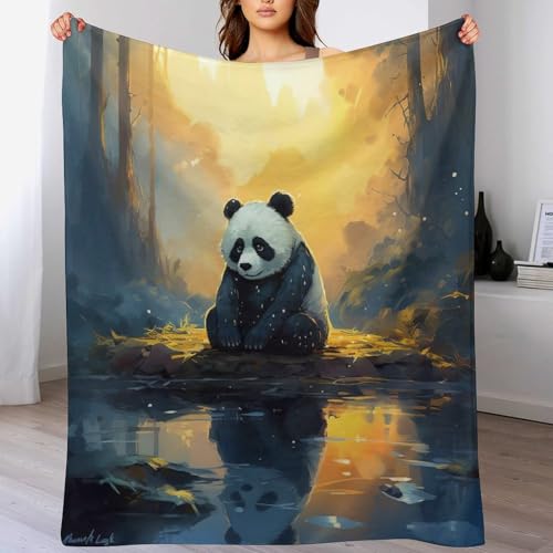 Manta de panda de forro polar suave para tardes de sofá y descanso 2