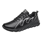 Yowablo Herren Turnschuhe Mode Leder Schnürung Lässige Outdoor Wanderschuhe Sport Laufschuhe Turnschuhe Taekwondo Schuhe Herren