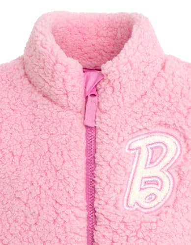 Barbie Little Girls' Sleeveless Fleece Zip-Up Jacket Vest Blush Pink 7-8 - image 3