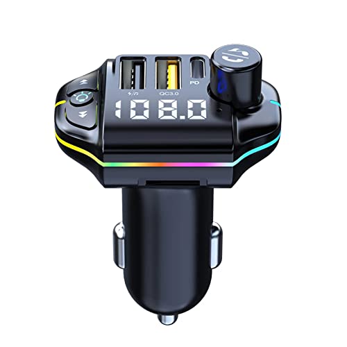 Blutu Para Carros, Bluetooth Car Adapter, Bluetooth Para Carro with Type-C PD + QC3.0 Fast USB Charger Hands-Free Calling Mp3 Player Receiver