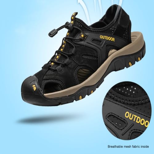 Summer casual cowhide toe cap anti collision and durable plus size men sports and leisure beach sandals2