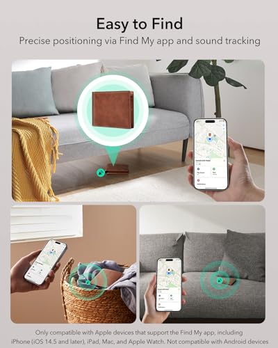 Image of ESR Geo Wallet with Find My, RFID Blocking, Wallet for Men, Wallet Tracker(iOS 14.5 Above Only), Holds 9 Cards and 15 Bills, Replacement for AirTag Wallet, Slim Bifold Card Holder, Aged Leather