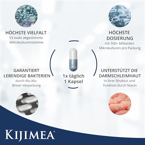 Kijimea® K53 Advance – Darmbakterien Kapseln hochdosiert | 53 Bakterienstämme aus der Darmflora | mit Biotin & Niacin | 500 Milliarden KBE je Packung | laktosefrei | glutenfrei - 28 Kapseln