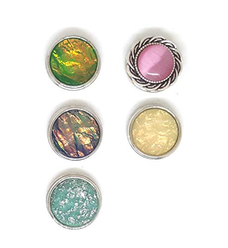 mon-bijou-pression Bijou Bouton à Pression métal - Bijoux Interchangeable - Nacres Multicolore - 18mm Snaps - Différent Coloris - Lot de 5pcs (2) Cover