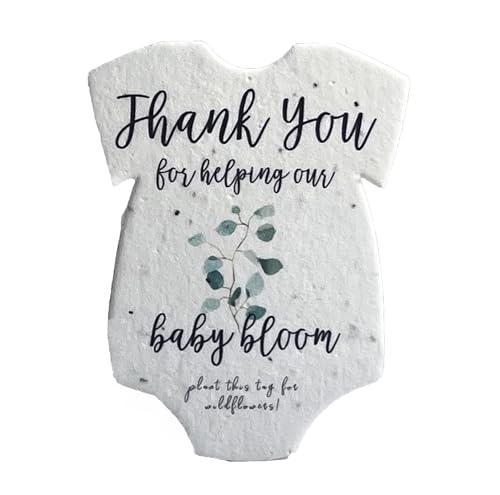 Of The Earth Infant Bodysuit Shape Thank You Baby Blooms Seed Paper 3.2" x 2.5" Set of 24 (Green)