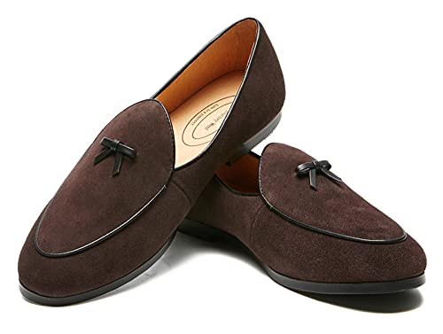Image of Journey West Men's Suede Leather Belgian Loafers for Men Slip-on Casual Penny Casual Loafers