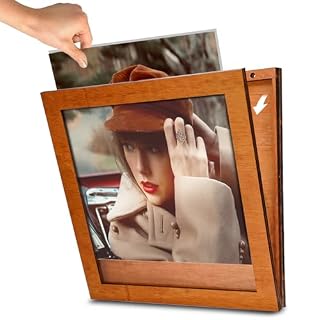 Wooden Vinyl Record Display Frame for 12×12 Inch, Front Opening Vinyl Record Storage Display, Album Frames, Record Holder for The Wall, LP Cover Display (Brown) - Les Beatles, Paul McCartney, John Lennon, RIngo Starr, George Harrison