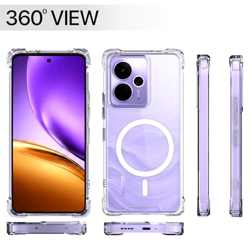 Image of Amazon Basics Back Cover for Realme 14 5G Mag-Safe Shockproof PC + TPU Protective Case Magnetic Support Bumper Case (Transparent Mag-Safe)