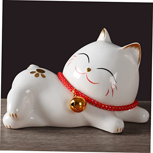 Chat décoratif en céramique blanche pour salon chic et bureau moderne - 6