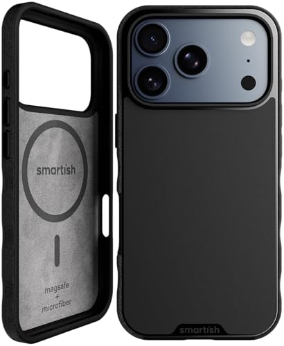 Smartish iPhone 17 Pro MagSafe Case - Gripmunk Magnetic Slim Case [Lightweight + Protective] Thin Grip Cover with Microfiber Lining for Apple iPhone 17 Pro - Black Tie Affair