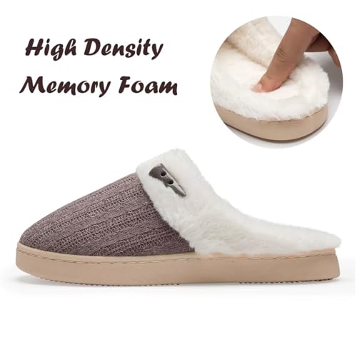 NineCiFun Women's Slip on Fuzzy Slippers Memory Foam House Slippers Outdoor Indoor Warm Bedroom Shoes Fur Lined