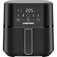 Friggitrice ad aria Chefman da 3,8 l, pasti facili e veloci, friggitrice aria piccola tecnologia Hi-Fry per maggiore croccantezza, comandi 4 preselezioni, cestello lavabile in lavastoviglie - Nero