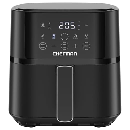 Chefman 3.8L Air Fryer, Touch Controls with 4 Presets, Compact Air Fryer