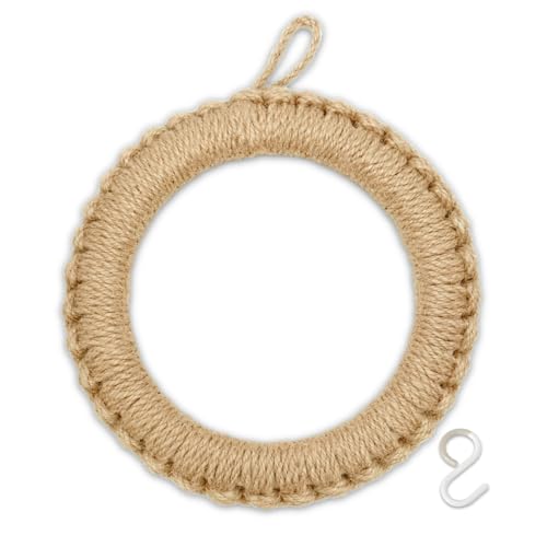 tatiuh 100%天然素材 鍋敷き 土鍋用 ドーナツ型 ループ付き フック付属 吊り下げ収納で省スペース おしゃれ 耐熱 鉄瓶・フライパン・ホーロー鍋対応 プレゼント(外径25CM/内径17CM)