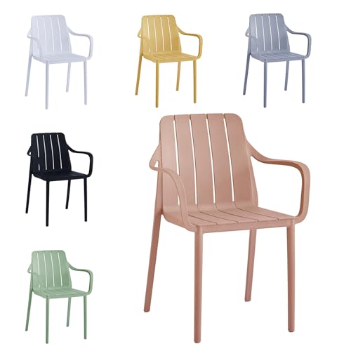 VORTIVO Gartenstuhl stapelbar - Hochwertige Outdoor-Stühle in Rosa, wetterfest, UV-beständig, bis 200 kg – für Balkon, Terrasse & Esszimmer