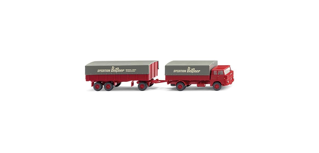 Wiking 041203 H0 Henschel Flatbed Trailer Trailer HS 14/16 Spedition Beißner, various, 1:87