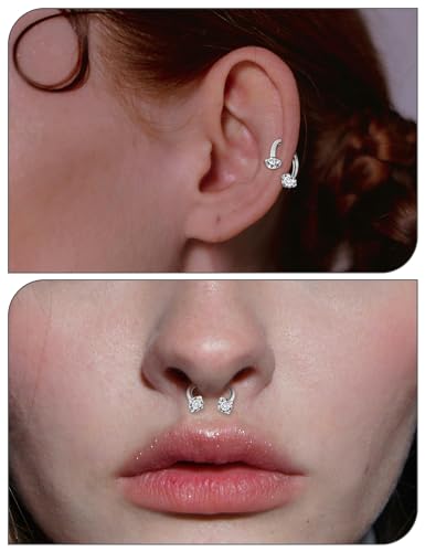 16G F136 Titanium Internal Thread Horseshoe Septum Nose Ring Piercing Jewelry Circular Barbell Helix Snug Tragus Rook Daith Cartilage Earring Lip Ring Piercing Jewelry for Women Men 8MM 10MM4