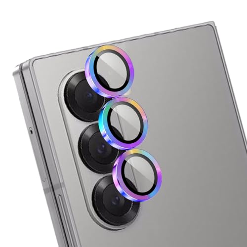 LZAYN Camera Lens Protector for Samsung Galaxy Z Fold 6, Tempered Metal Glass Camera Screen Protector Cover Film Accessories, HD Clear, Scratch Proof, Case Friendly, Colorful Titanium
