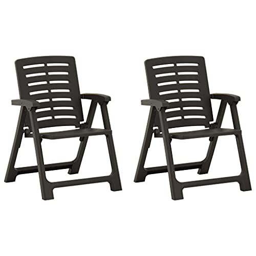Garden Chairs 2 pcs Anthracite Plastic, Outdoor Dining Chair Set, Stackable Weather-Resistant Patio Seating for Cafe, 56 x 59 x 82 cm