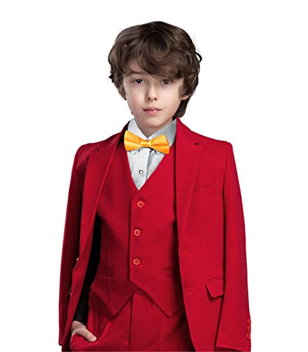 Yanlu Boy's Formal Suits Solid Dresswear For Kids Outfit Tuxedos Size 2T Red #TOP3