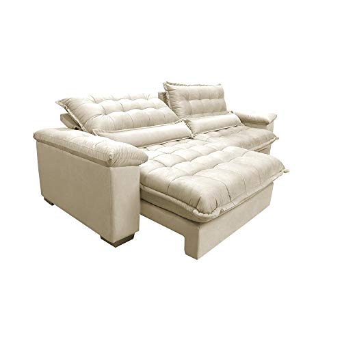 Sofá Retrátil e Reclinável 2,72m com Molas Ensacadas Cama Inbox Aconchego Tecido Suede Bege