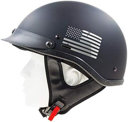 Wheeling Motorcycle Bike Biker ATV Visor Half Open Face Helmet DOT Approved Model 204 (Flat Balck X-Large)