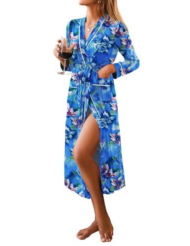 Ekouaer women kimono robe, full-length knit bathrobe