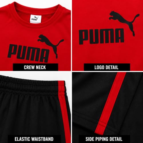 Image of PUMA Boys Active Shorts Set - 2 Piece Dry Fit T-Shirt and Performance Gym Shorts - Activewear Clothing Set for Boys (4-16)
