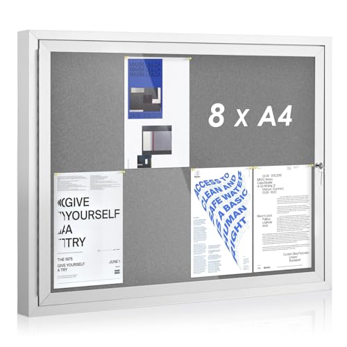 SWANCROWN Tableau d'affichage extérieur, 8 x A4, Mural, Panneau affichage