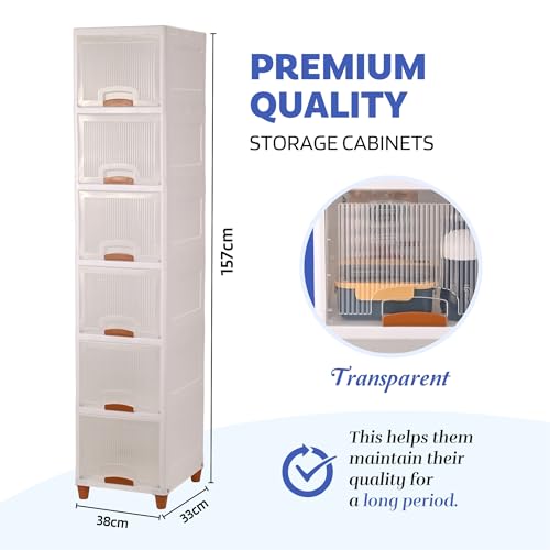 Image of YASONIC π² π§πΆπ²πΏ Foldable Plastic Rack for Storage /Kitchen Cupboard /Versatile and Sturdy Wardrobe for Clothes /Multipurpose Storage Organizer /Closet for Bedroom /Living Room /Laundry Room (Off White)
