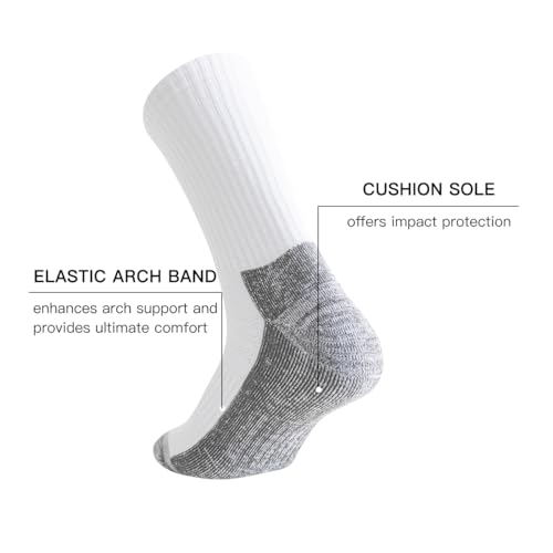 JOYNÉE 8 Pair Mens Thick Cushioned Athletic Crew Socks Breathable Moisture Wicking Work Running Socks for Men Size 9-12/12-154
