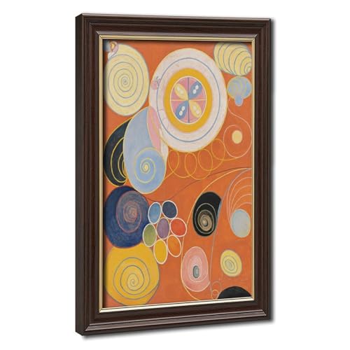 Toile Hilma Af Klint Group IV No. 3 haut de gamme avec support en bois naturel suspendu