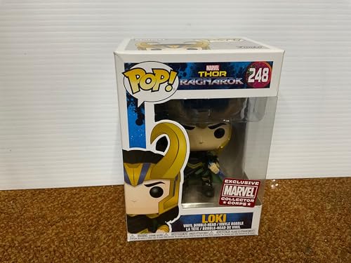 Funko Pop! Marvel: Thor Ragnarok - Loki with Helmet #248 Collector Corps Vinyl Figure (Bundled with Pop BOX PROTECTOR CASE)