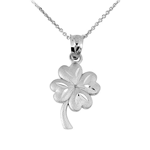 925 Sterling Silver Irish Lucky Charm Four-Leaf Clover Pendant Necklace, 18"