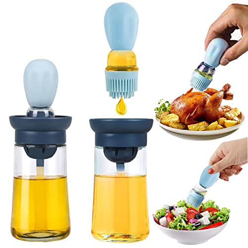 VUCDXOP Botella de Aceite con Pincel, 2 en 1Botella de Aceite con Cepillo de Silicona con Escala, dispensador de Aceite a Prueba de Fugas, para Aceite de Comida, Ensalada, Barbacoa Cover