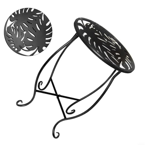 Support de plantes en fer 20cm noir et table d'appoint robuste - 5