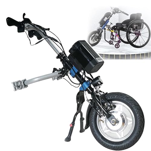 250W 車椅子電動ドライブヘッド、航続距離: 70+10 Km、3 段階の速度調整、LCD ディスプレイ + キーレス スタート、無段階速度、屋外用,Black