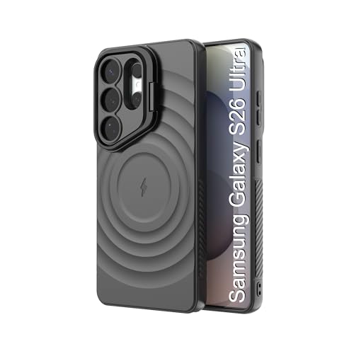 Image of LuxuryKase Shockproof Case for Samsung Galaxy S26 Ultra | Ripple Pattern | Camera Protection | Inner Velvet Fabric Lining | Protective Cover with Enhanced Grip & Wireless Charging Support - Black