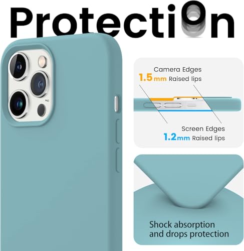 Image of VONZEE Microfiber Candy Case Compatible for iPhone 12 Pro Max Smooth Touch Cushion Liquid Soft Silicone Gel Rubber Non-Slip Full Body Protective Shockproof Back Cover|6.7 Inch|Solid (Cactus), Blue