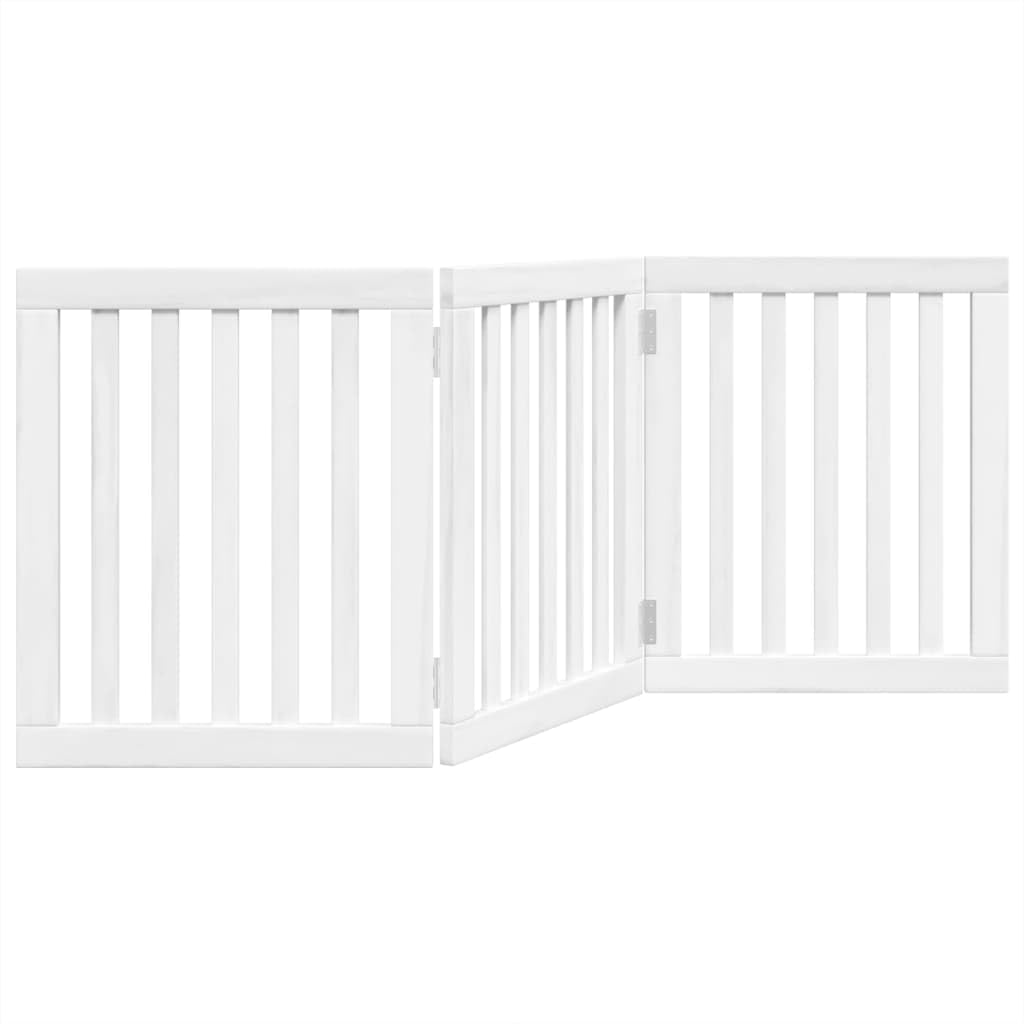 3-TLG. faltbares Hundetor aus Pappelholz, weiß, 150 cm, für Wohnzimmer, Küche und Treppe, ohne Bohren montierbar, platzsparend zusammenfaltbar