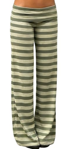 LILTWIST Women Y2k Striped Fold Over Pants Low Rise Yoga Pants Lounge Bottoms Color Block Wide Leg Flare Leggings Sweatpants